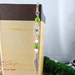 Toll charm könyvjelző � zöld gyöngyökkel, pedagógusnapi ajándék - könyv & zene - könyvjelző - Meska.hu