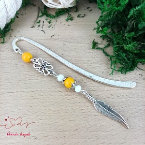 Toll charm könyvjelző � sárga gyöngyökkel, pedagógusnapi ajándék - könyv & zene - könyvjelző - Meska.hu