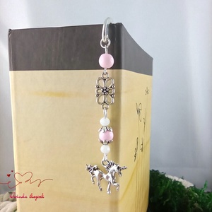 Unikornis könyvjelző � rózsaszín gyöngyökkel, varázslatos szülinapi ajándék gyerekeknek - könyv & zene - könyvjelző - Meska.hu