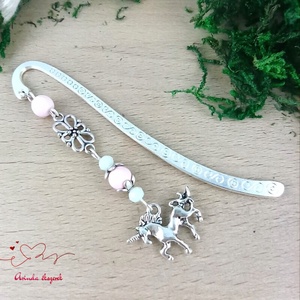 Unikornis könyvjelző � rózsaszín gyöngyökkel, varázslatos szülinapi ajándék gyerekeknek - Meska.hu