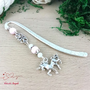 Unikornis könyvjelző � rózsaszín gyöngyökkel, varázslatos szülinapi ajándék gyerekeknek - könyv & zene - könyvjelző - Meska.hu