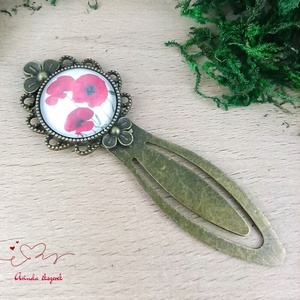 Pipacsos üveglencsés könyvjelző � romantikus, virágmintás ajándék olvasóknak - könyv & zene - könyvjelző - Meska.hu