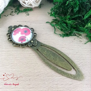 Pipacsos üveglencsés könyvjelző � romantikus, virágmintás ajándék olvasóknak - könyv & zene - könyvjelző - Meska.hu