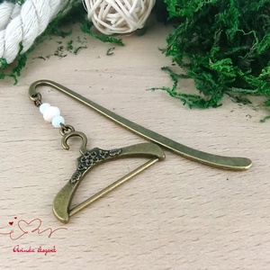 Vállfa medálos könyvjelző � bronz színű, kézzel készült, Könyv & Zene, Könyvjelző, Ékszerkészítés, Gyöngyfűzés, gyöngyhímzés, MESKA