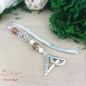 Vonalzó könyvjelző � barna gyöngyökkel, kézzel készült tanári ajándék - könyv & zene - könyvjelző - Meska.hu