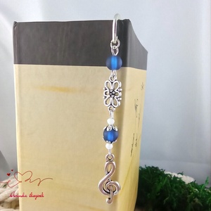 Violinkulcs könyvjelző � sötétkék gyöngyökkel, évzáró ajándék pedagógusnak - könyv & zene - könyvjelző - Meska.hu