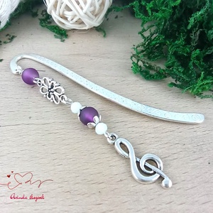 Violinkulcs könyvjelző � lila gyöngyökkel, évzáró ajándék pedagógusnak - Meska.hu