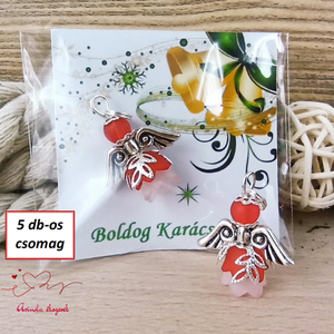 Karácsonyi angyalka � 5 db apró angyal � piros , Karácsony, Karácsonyi ajándékozás, Karácsonyi képeslap, üdvözlőlap, ajándékkísérő, Ékszerkészítés, Gyöngyfűzés, gyöngyhímzés, MESKA