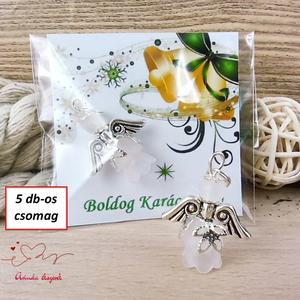 Karácsonyi angyalka � 5 db apró angyal � fehér, Karácsony, Karácsonyi ajándékozás, Karácsonyi képeslap, üdvözlőlap, ajándékkísérő, Ékszerkészítés, Gyöngyfűzés, gyöngyhímzés, MESKA