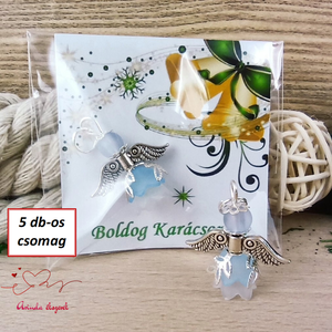 Karácsonyi angyalka � 5 db apró angyal � kék, Karácsony, Karácsonyi ajándékozás, Karácsonyi képeslap, üdvözlőlap, ajándékkísérő, Ékszerkészítés, Gyöngyfűzés, gyöngyhímzés, MESKA