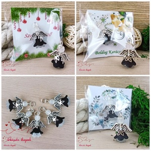 Karácsonyi angyalka � 5 db apró angyal � fekete-fehér - karácsony - karácsonyi ajándékozás - karácsonyi képeslap, üdvözlőlap, ajándékkísérő - Meska.hu