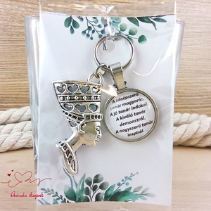 Fáraó medálos üveglencsés kulcstartó pedagógusnapra, Táska & Tok, Kulcstartó & Táskadísz, Kulcstartó, Ékszerkészítés, Gyöngyfűzés, gyöngyhímzés, MESKA