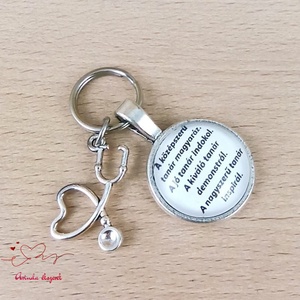 Sztetoszkóp medálos üveglencsés kulcstartó pedagógusnapra - táska & tok - kulcstartó & táskadísz - kulcstartó - Meska.hu