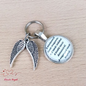 Dupla angyalszárny medálos üveglencsés kulcstartó pedagógusnapra - táska & tok - kulcstartó & táskadísz - kulcstartó - Meska.hu
