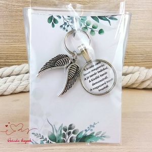 Dupla angyalszárny medálos üveglencsés kulcstartó pedagógusnapra, Táska & Tok, Kulcstartó & Táskadísz, Kulcstartó, Ékszerkészítés, Gyöngyfűzés, gyöngyhímzés, MESKA