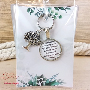 Fa medálos üveglencsés kulcstartó pedagógusnapra - Meska.hu