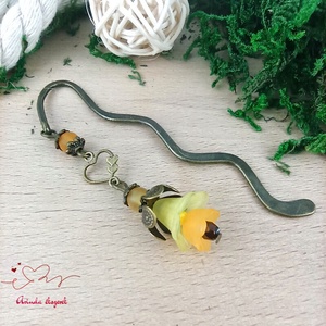 Sárga virágos könyvjelző - Meska.hu