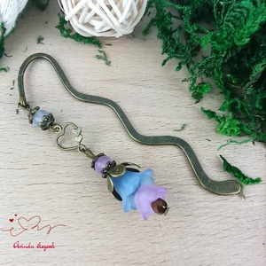 Kék-lila virágos könyvjelző - Meska.hu