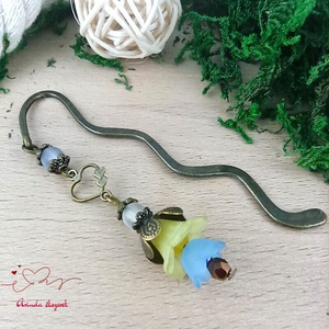 Sárga-kék virágos könyvjelző - könyv & zene - könyvjelző - Meska.hu