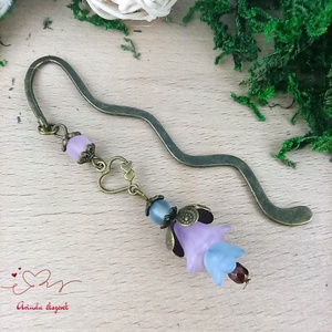 Lila-kék virágos könyvjelző - könyv & zene - könyvjelző - Meska.hu