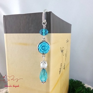 Világoskék rózsás könyvjelző - Anyák napi apró figyelmesség #5 - könyv & zene - könyvjelző - Meska.hu