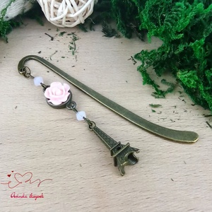 Rózsaszín rózsás könyvjelző - Anyák napi apró figyelmesség #22 - könyv & zene - könyvjelző - Meska.hu