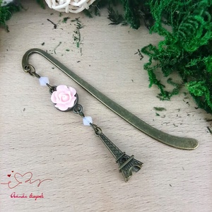 Rózsaszín rózsás könyvjelző - Anyák napi apró figyelmesség #22, Könyv & Zene, Könyvjelző, Ékszerkészítés, Gyöngyfűzés, gyöngyhímzés, MESKA