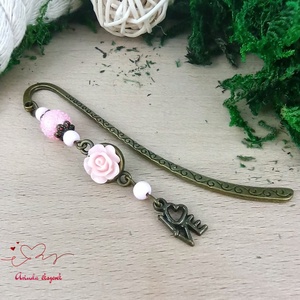 Rózsaszín rózsás könyvjelző - Anyák napi apró figyelmesség #21 - Meska.hu