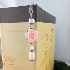 Rózsaszín rózsás könyvjelző - Anyák napi apró figyelmesség #17 - könyv & zene - könyvjelző - Meska.hu