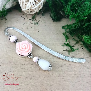 Rózsaszín rózsás könyvjelző - Anyák napi apró figyelmesség #17 - Meska.hu