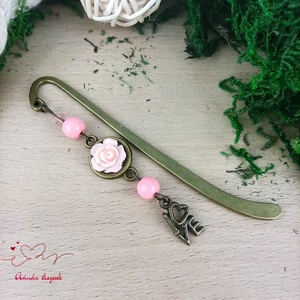 Rózsaszín rózsás könyvjelző - Anyák napi apró figyelmesség #18 - Meska.hu