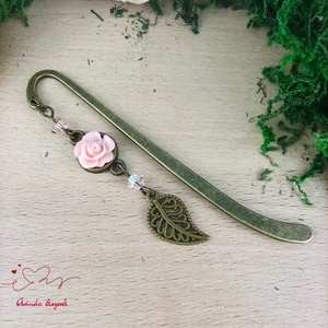 Rózsaszín rózsás könyvjelző - Anyák napi apró figyelmesség #24 - Meska.hu