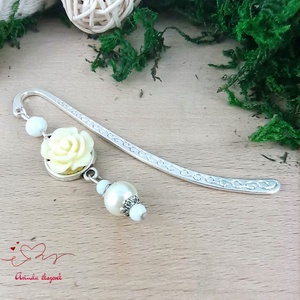 Rózsaszín rózsás könyvjelző - Anyák napi apró figyelmesség #33 - könyv & zene - könyvjelző - Meska.hu