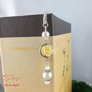 Rózsaszín rózsás könyvjelző - Anyák napi apró figyelmesség #34 - könyv & zene - könyvjelző - Meska.hu