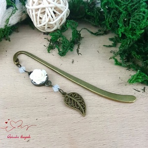 Rózsaszín rózsás könyvjelző - Anyák napi apró figyelmesség #32 - könyv & zene - könyvjelző - Meska.hu