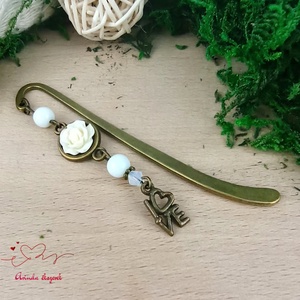 Rózsaszín rózsás könyvjelző - Anyák napi apró figyelmesség #29 - könyv & zene - könyvjelző - Meska.hu