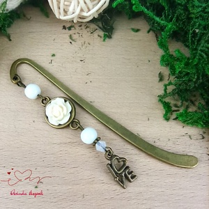 Rózsaszín rózsás könyvjelző - Anyák napi apró figyelmesség #29 - Meska.hu