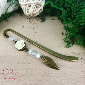 Rózsaszín rózsás könyvjelző - Anyák napi apró figyelmesség #30 - könyv & zene - könyvjelző - Meska.hu