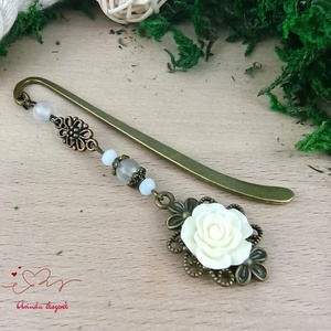 Rózsaszín rózsás könyvjelző - Anyák napi apró figyelmesség #31 - könyv & zene - könyvjelző - Meska.hu