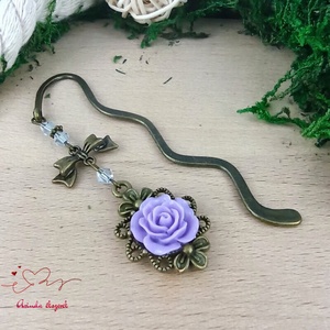 Rózsaszín rózsás könyvjelző - Anyák napi apró figyelmesség #58 - könyv & zene - könyvjelző - Meska.hu