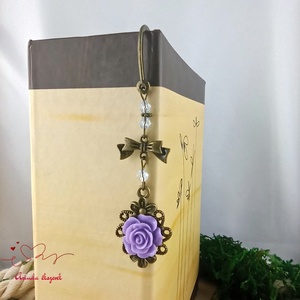 Rózsaszín rózsás könyvjelző - Anyák napi apró figyelmesség #58 - könyv & zene - könyvjelző - Meska.hu