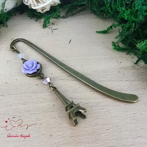 Rózsaszín rózsás könyvjelző - Anyák napi apró figyelmesség #50 - könyv & zene - könyvjelző - Meska.hu