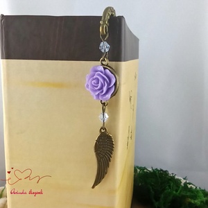 Rózsaszín rózsás könyvjelző - Anyák napi apró figyelmesség #51 - könyv & zene - könyvjelző - Meska.hu