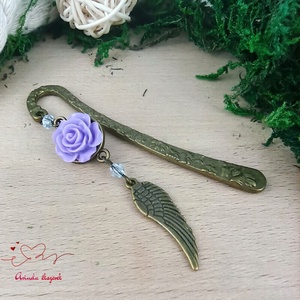 Rózsaszín rózsás könyvjelző - Anyák napi apró figyelmesség #51, Könyv & Zene, Könyvjelző, Ékszerkészítés, Gyöngyfűzés, gyöngyhímzés, MESKA