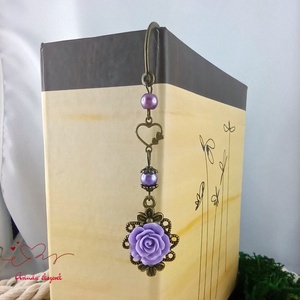 Rózsaszín rózsás könyvjelző - Anyák napi apró figyelmesség #53 - könyv & zene - könyvjelző - Meska.hu