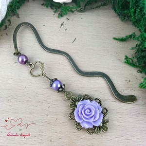 Rózsaszín rózsás könyvjelző - Anyák napi apró figyelmesség #53, Könyv & Zene, Könyvjelző, Ékszerkészítés, Gyöngyfűzés, gyöngyhímzés, MESKA