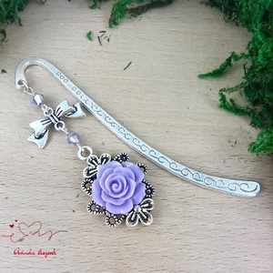 Rózsaszín rózsás könyvjelző - Anyák napi apró figyelmesség #54, Könyv & Zene, Könyvjelző, Ékszerkészítés, Gyöngyfűzés, gyöngyhímzés, MESKA