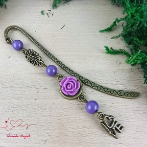 Rózsaszín rózsás könyvjelző - Anyák napi apró figyelmesség #55 - Meska.hu