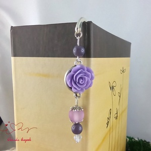 Rózsaszín rózsás könyvjelző - Anyák napi apró figyelmesség #57 - könyv & zene - könyvjelző - Meska.hu