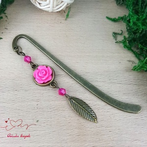 Pink rózsás könyvjelző - Anyák napi apró figyelmesség #88 - Meska.hu